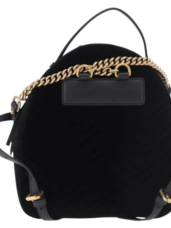 GUCCI GG Marmont Backpack Velor Black Gold 524568 Auth main image 8